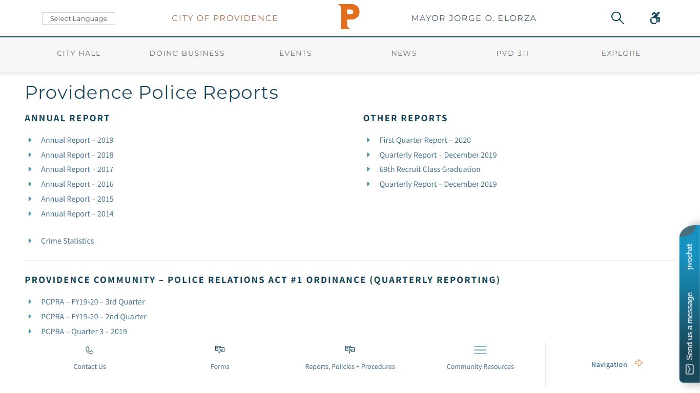 Providence Police Reports - City of Providence