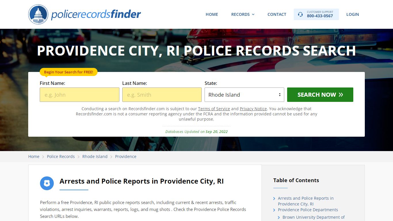 PROVIDENCE CITY, RI POLICE RECORDS SEARCH - RecordsFinder