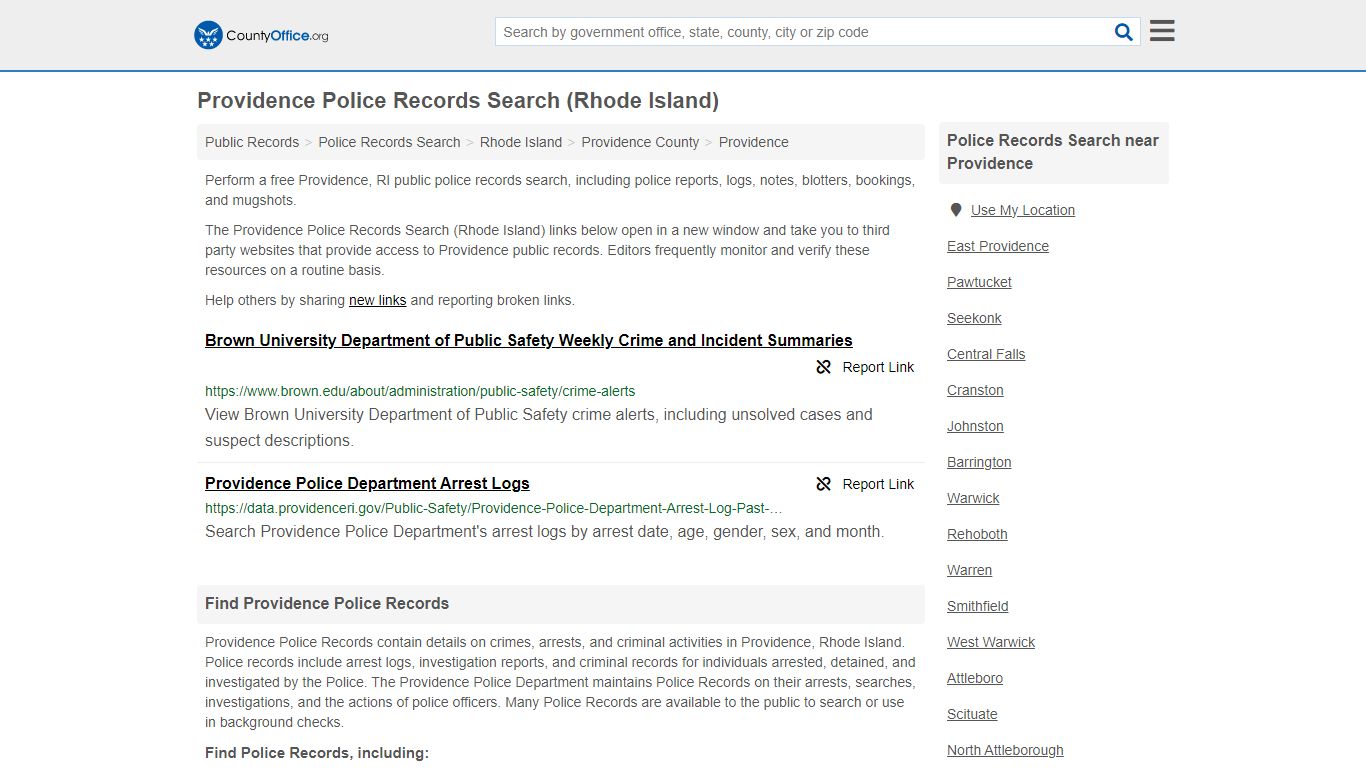 Police Records Search - Providence, RI (Accidents & Arrest Records)