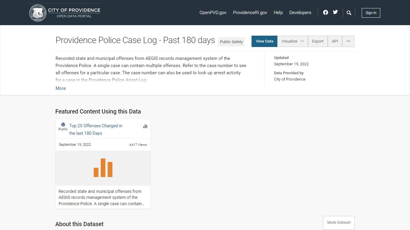 Providence Police Case Log - Past 180 days - Open Data