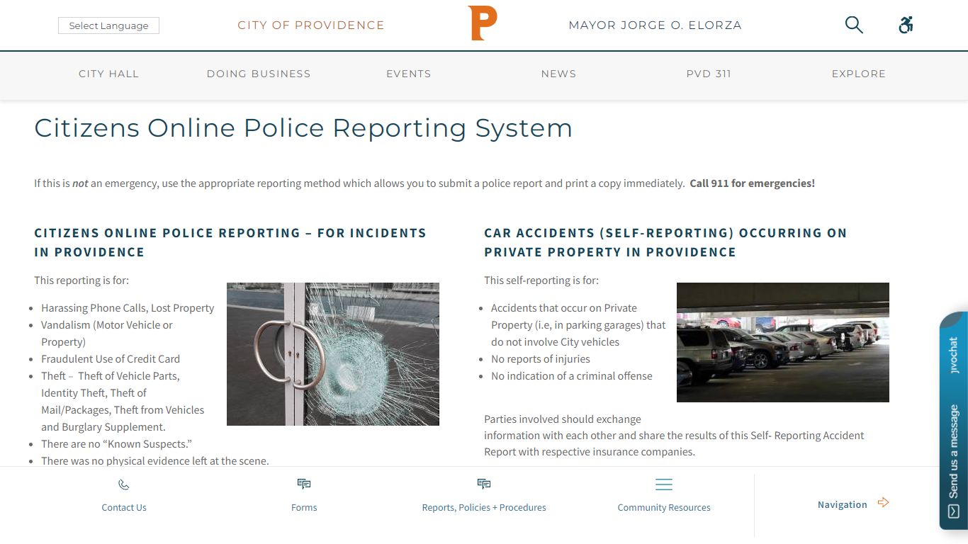 Citizens Online Police Reporting System - City of Providence